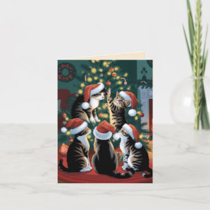 Carte Chats vintages mignons Noël