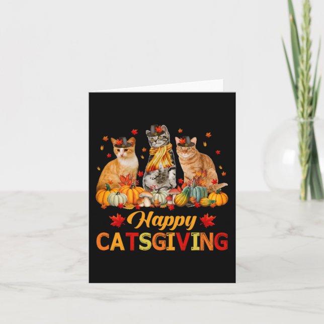 Carte Chatsgiving heureux Amoureux des chats Automne Vib (Devant)