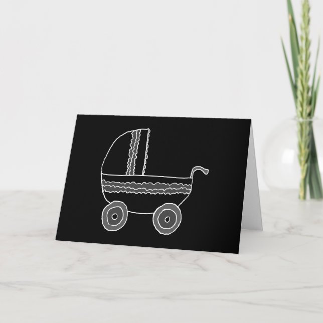 Carte Chatte-bébé noir et blanc. (Devant)