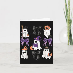 Carte Chatte noire Sorcière Fantôme Coqueet Citrouille É