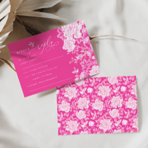 Carte Chaud rose Chinoiserie Fleur Jardin Mariage RSVP