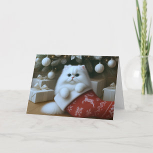 Carte Chaussette de Noël au chat persan