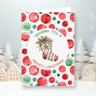 Carte Chaussette de Noël personnalisée à l'aquarelle