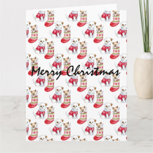 Carte Chaussettes de Noël pour chien et chat