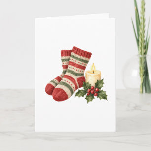 Carte Chaussettes en laine et bougie
