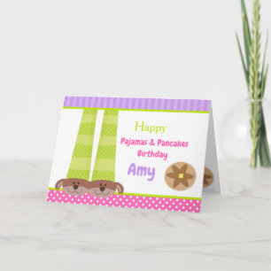 Carte Chaussons de chien Pyjamas & Pancakes Fête d'anniv