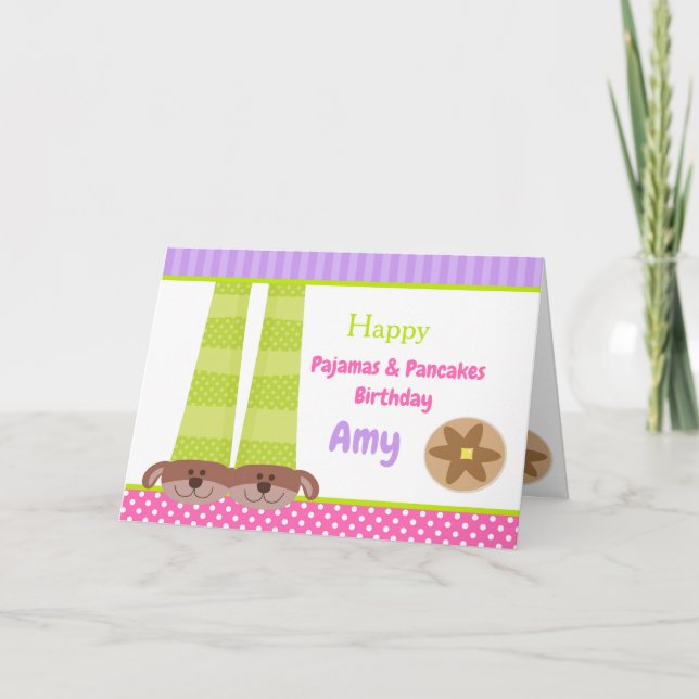 Carte Chaussons de chien Pyjamas & Pancakes Fête d'anniv (Devant)