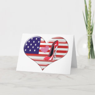 Carte Chaussure de coeur de stylet américain de drapeau