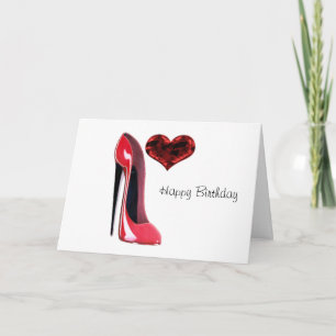 Carte Chaussure Red Stiletto et coeur 3D
