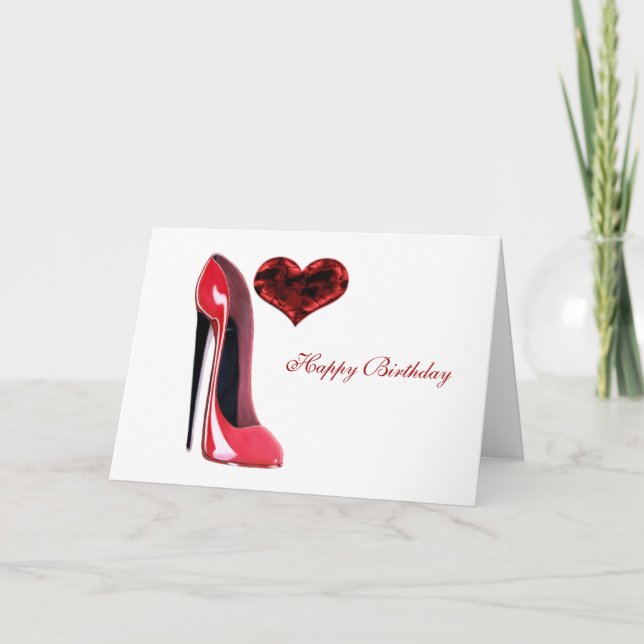 Carte Chaussure Red Stiletto et coeur 3D (Devant)