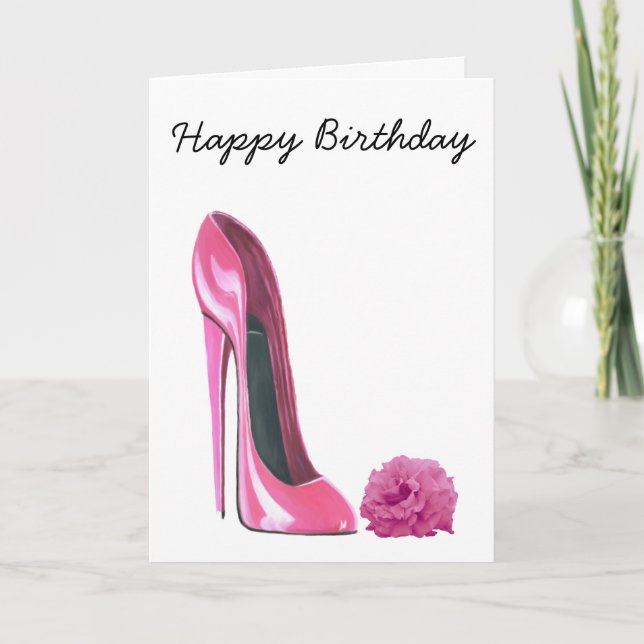 Carte Chaussure Stiletto Rose et Rose Art (Devant)