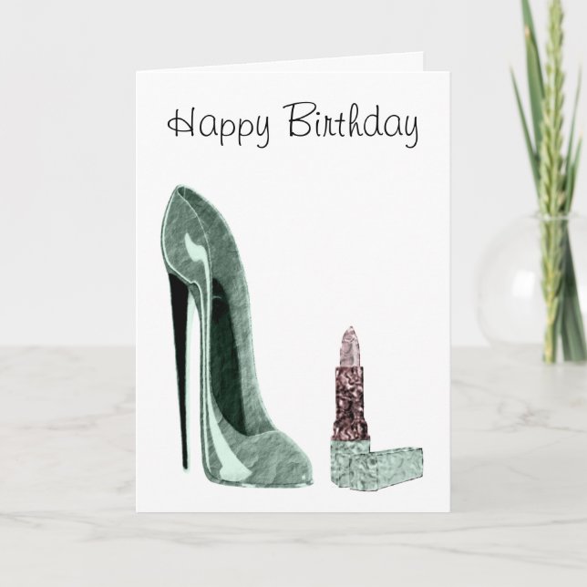Carte Chaussure Stiletto Vert et Art Lipstick (Devant)