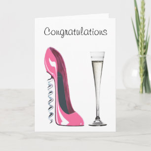 Carte Chaussure stylet de tire-bouchon rose et cannelure