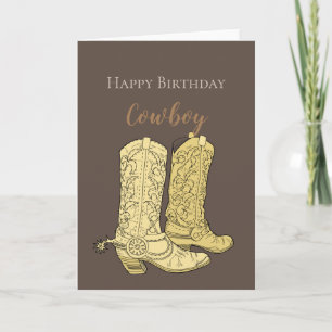 Carte Chaussures de cowboy marron Anniversaire