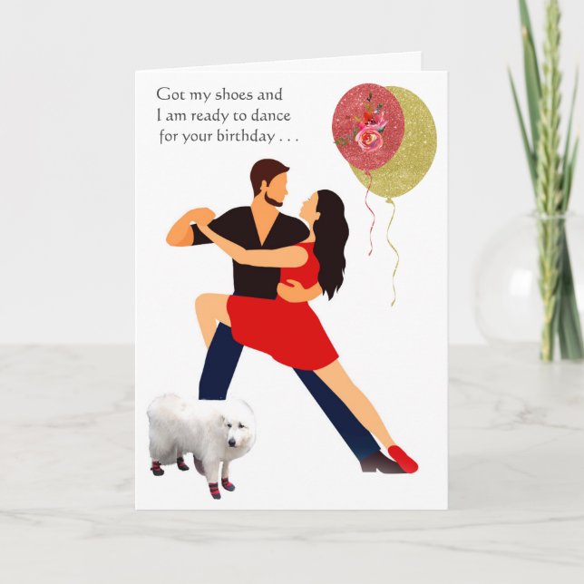 Carte Chaussures de danse rouge Tango Chien Prêt Aussi! (Devant)