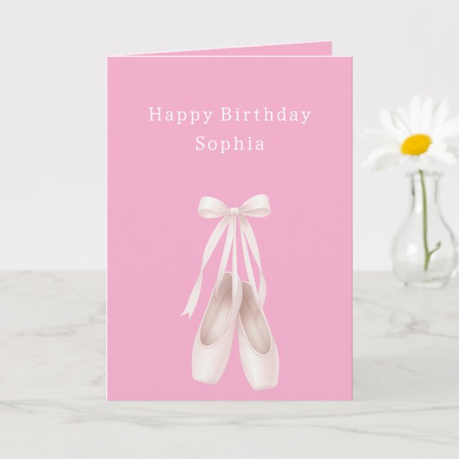 Carte Chaussures en Ballet Rose Anniversaire (Petite plante)