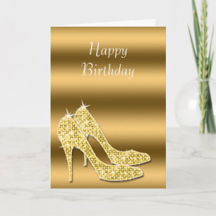 Carte Chaussures Glitzy Sparkly Gold Stiletto Anniversai