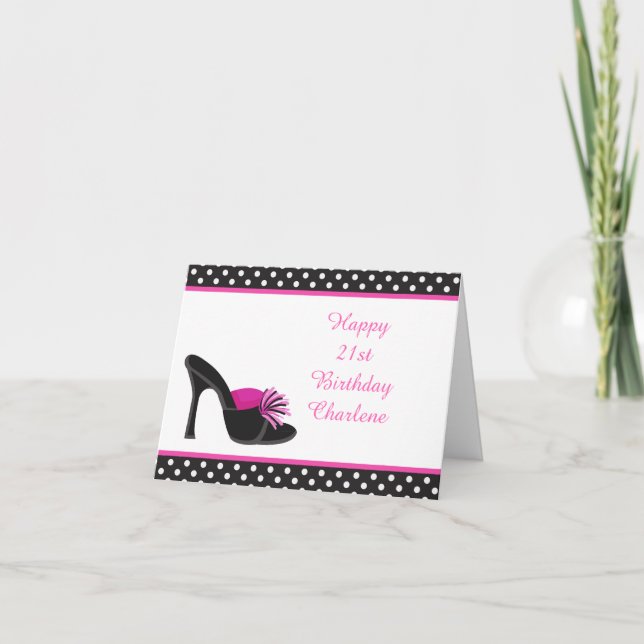 Carte Chaussures talons noirs fête d'anniversaire (Devant)