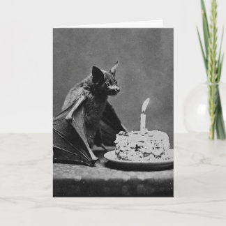Carte Chauve-souris avec gâteau d'anniversaire