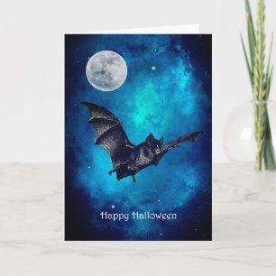 Carte Chauve-souris effrayante volant Halloween