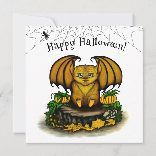 Carte  Chauve-souris mignonne d'Halloween (Devant)