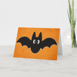 Carte Chauve-souris noire sur fond orange