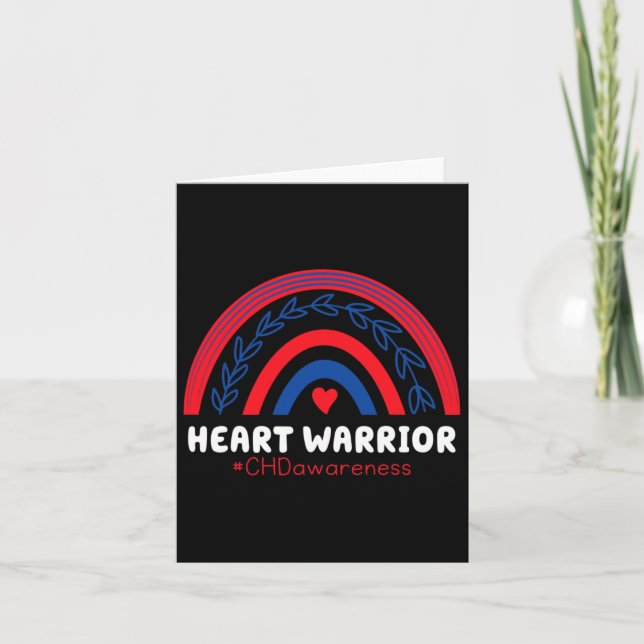 Carte Chd Warrior Red And Blue Rainbow Heart Disease Awa (Devant)