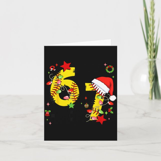 Carte Checkered 67 Softball Santa Hat Christmas Six Seve (Devant)