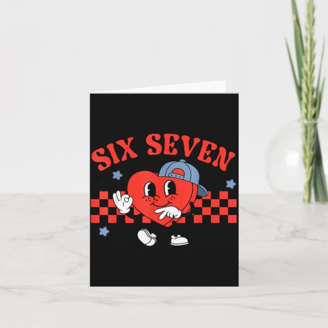 Carte Checkered Six Seven Cool Hearts 67 Valentines Day  (Devant)