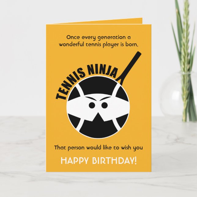 Carte Cheeky Joyeux Anniversaire 🎾 Tennis Ninja jaune � (Devant)