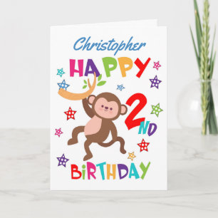 Carte Cheeky Monkey 2e anniversaire