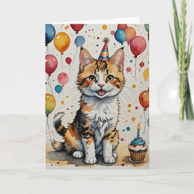 Carte Cheer d'anniversaire Kitty - Personnalisable (Devant)