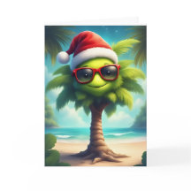 Cheer de Noël tropical - Père Noël Palm Tree Card