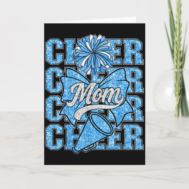 Carte Cheer Mom Mama Bow Srt Cheerleading Squad Blue Che (Devant)