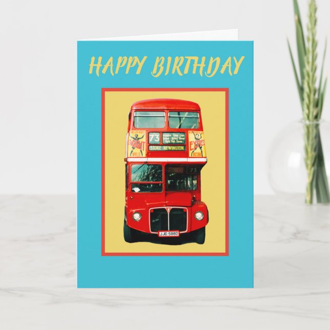 Carte Cheerful London Bus Birthday Card (Devant)