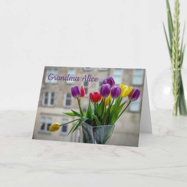 Carte Cheerful Tulips in the Window | Personalized (Devant)