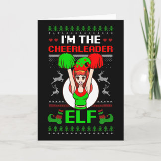 Carte Cheerleader Elf Design Christmas Cheerleading 