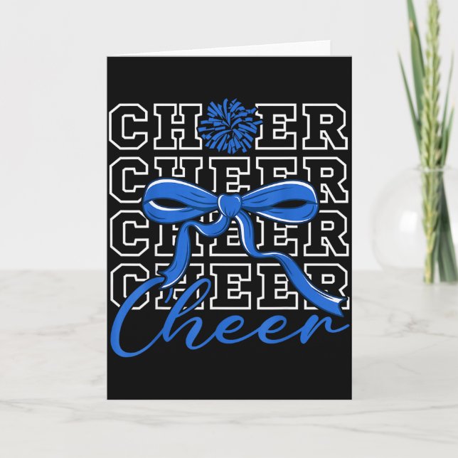 Carte Cheerleading Cheer Bleu Coquette Bow Cheerleader F (Devant)