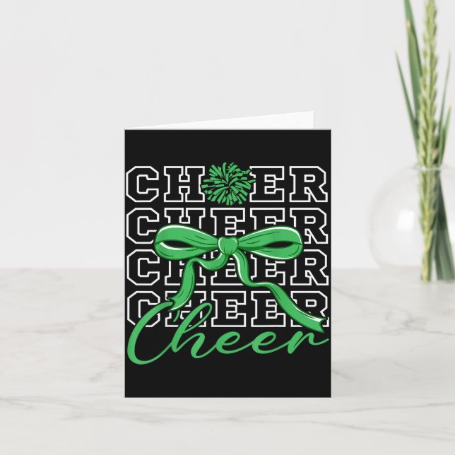 Carte Cheerleading Cheer Green Coquette Bow Cheerleader  (Devant)