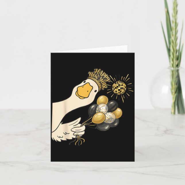 Carte Cheers Happy New Year 2026 Goose With Balloon Disc (Devant)