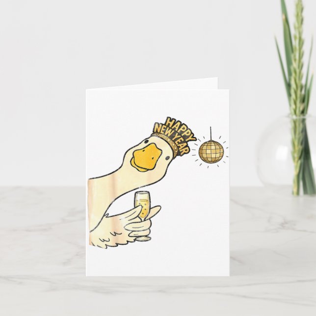 Carte Cheers Happy New Year 2026 Goose With Champagne Di (Devant)