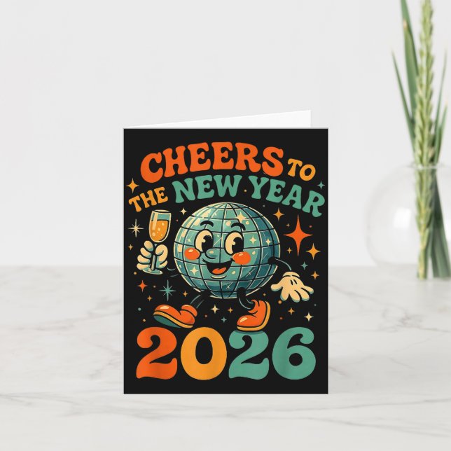 Carte Cheers To The New Year 2026 Retro Disco Gift  (Devant)