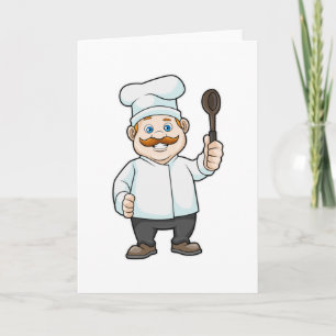 Carte Chef avec casquette et cuillère à soupe du chef