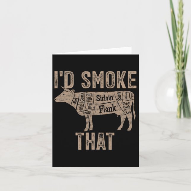 Carte Chef Butcher Cook Bbq Je fumerais ce boeuf de vach (Devant)