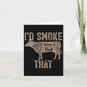 Carte Chef Butcher Cook Bbq Je fumerais ce boeuf de vach
