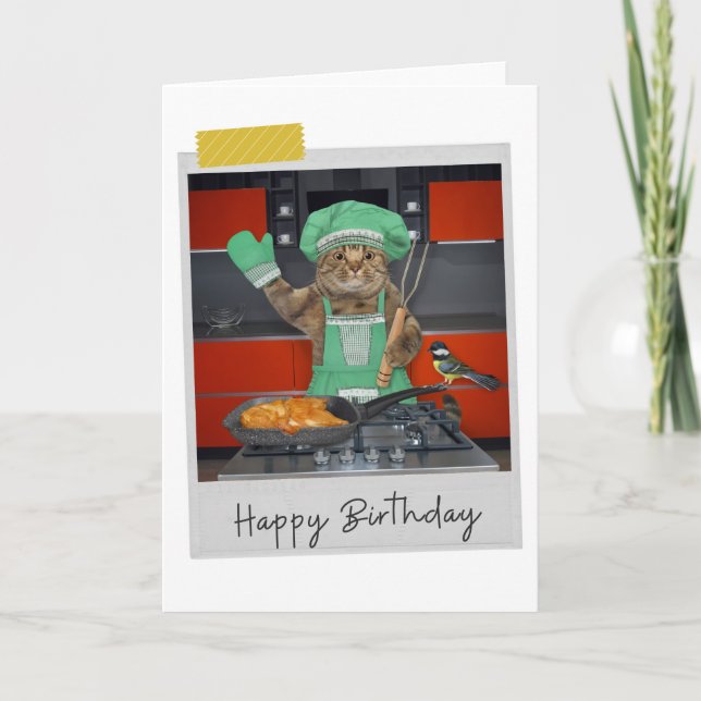 Carte Chef Cat Funny Birthday Card (Devant)