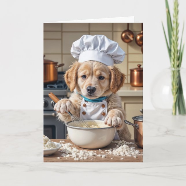 Carte Chef d'anniversaire Golden Retriever Puppy (Devant)