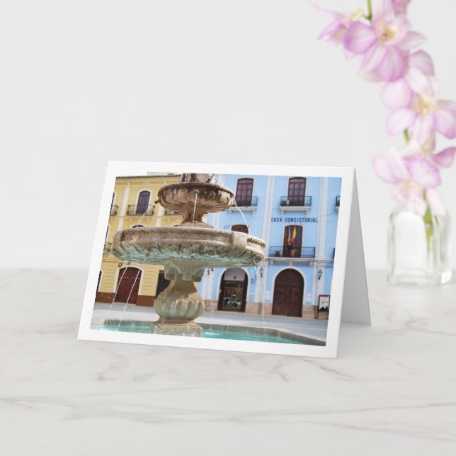 Carte Chelva Plaza Fountain Portrait, Valence, Espagne (Orchidée)