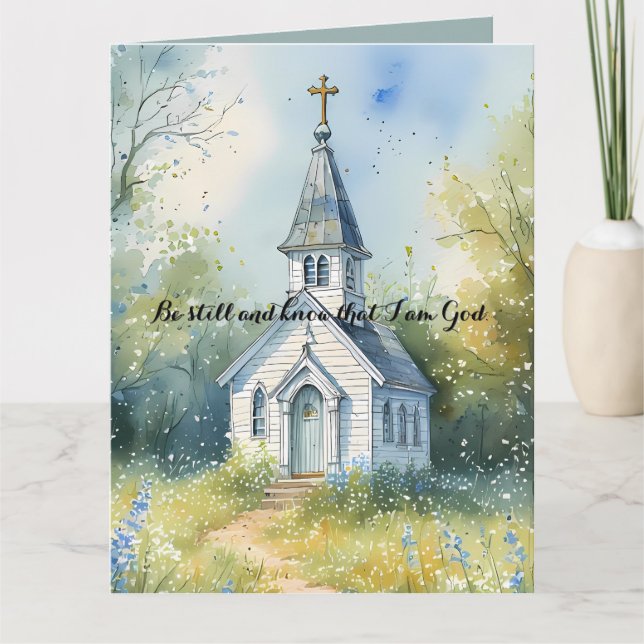 Carte Chemin rustique d'église dans une prairie de fleur (Devant)