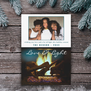 Carte Cheminée moderne Feu bois Cosy Photo de Noël